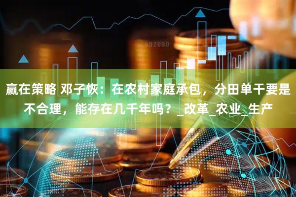 赢在策略 邓子恢：在农村家庭承包，分田单干要是不合理，能存在几千年吗？_改革_农业_生产
